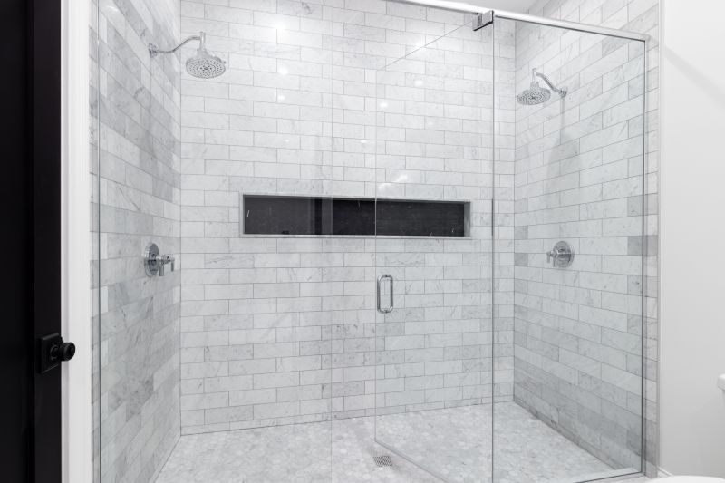 Walk-In Shower with Marble Accents